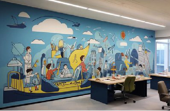 黄陵办公室墙绘的特点。