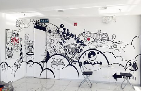 黄陵手绘墙并非传统涂鸦。